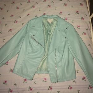 Moto jacket in light blue/ turquoise color