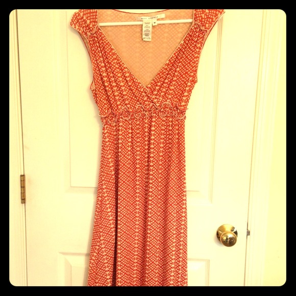 Burnt orange and cream dress