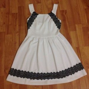 White dress with black lace