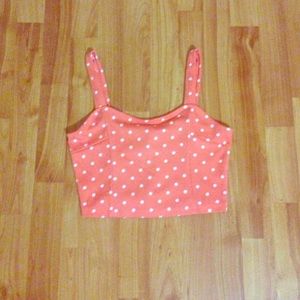 Peach polka dot crop-top