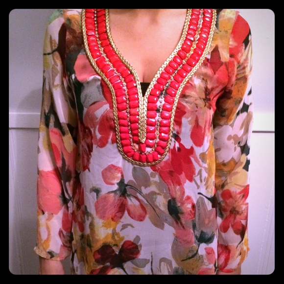 Floral Beading-Detail Tunic