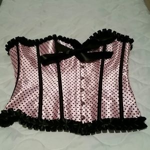 Lovesick Pink and Black Polka Dot Corset