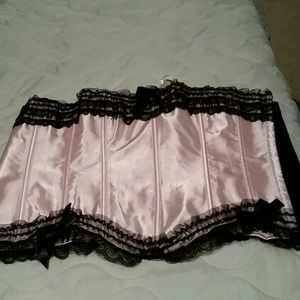 Pink and Black Corset with skirt and panties