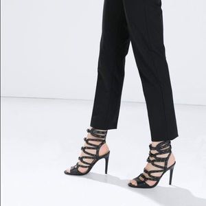 💛Zara Leather high heel gladiator sandals (1530)