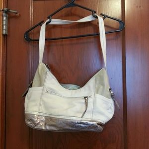 White faux leather purse