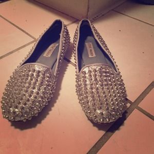 Steve Madden silver studded loafers