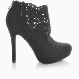 Black platform pump booties