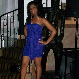 Bebe Blue One Shoulder Dress