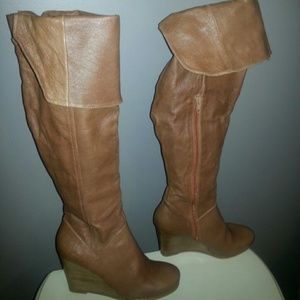 New Chinese Laundry thigh high leather wedge boot