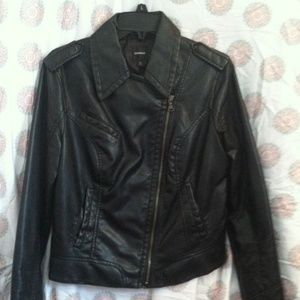 Black leather moto jacket