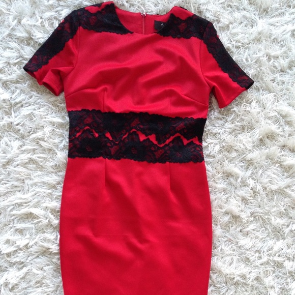 Red midi pencil dress size 8