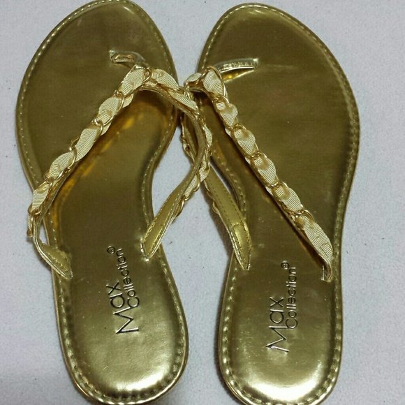 Gold flat sandals,  never been worn