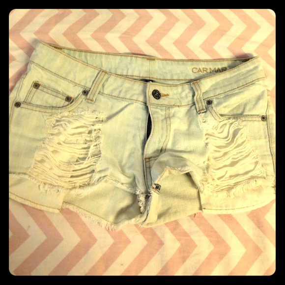 CARMAR (LF) ripped white washed denim shorts