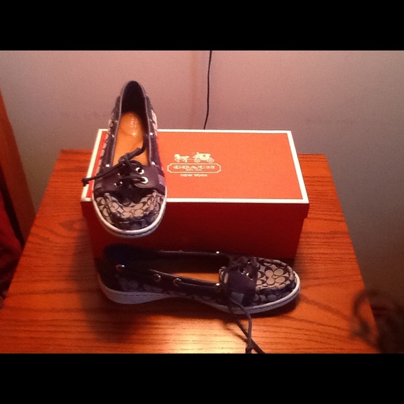 Navy Coach boat shoes