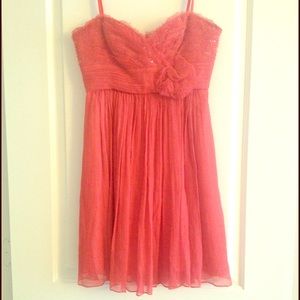 Bcbgmaxazaria strapless coral chiffon dress size4
