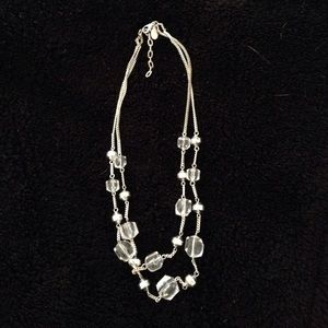 Silver and clear beaded necklace.