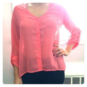 Guess sheer button down top