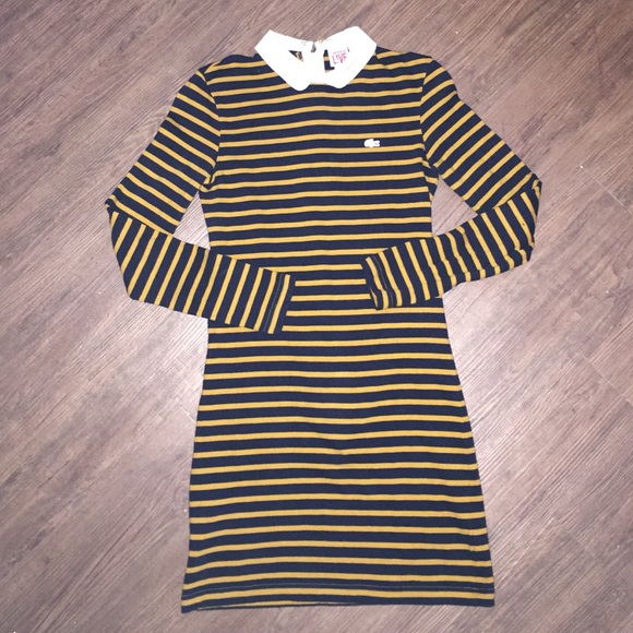 Lacoste Black and Yellow Striped Dress