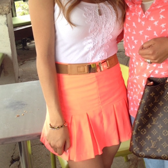 Orange pleated skirt