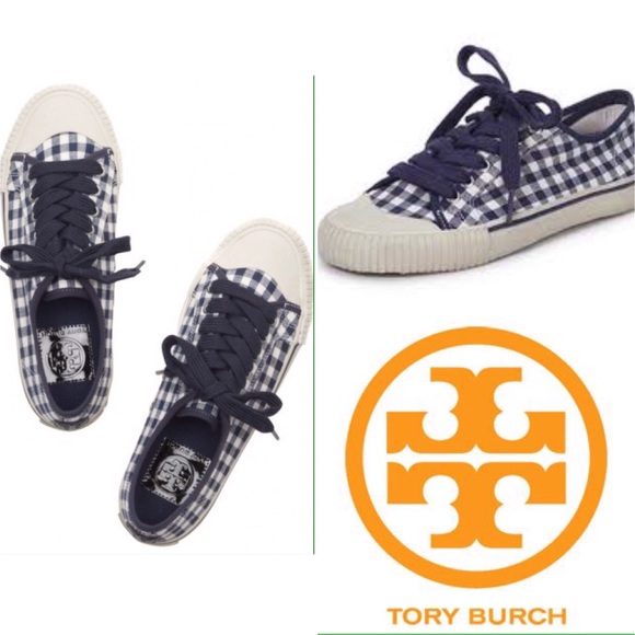 Tory Burch Shoes - Blue Tory Burch gingham sneakers