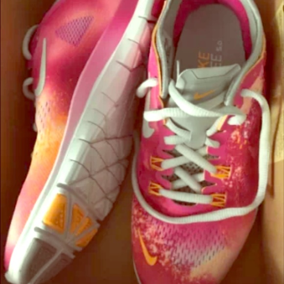 Nike Frees 5.0 pink and orange