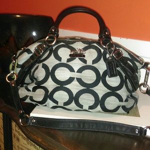Black/grey Coach Madison satchel