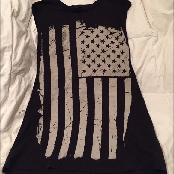 Long American Flag Muscle Tee