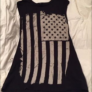Long American Flag Muscle Tee
