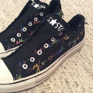 Black printed Chuck Taylor's