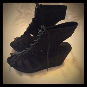 Faux Suede Wedge Sandals