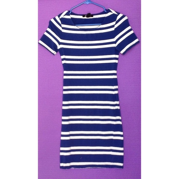 Royal blue and white striped forever21 dress