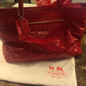 Red patent leather Coach bag