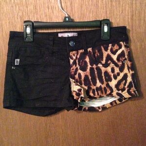 Black And Leopard Shorts