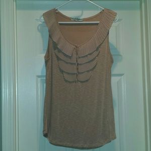 Gold Sleevless Top with Ruffles