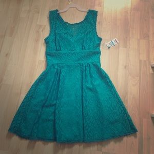 Turquoise, teal lace dress