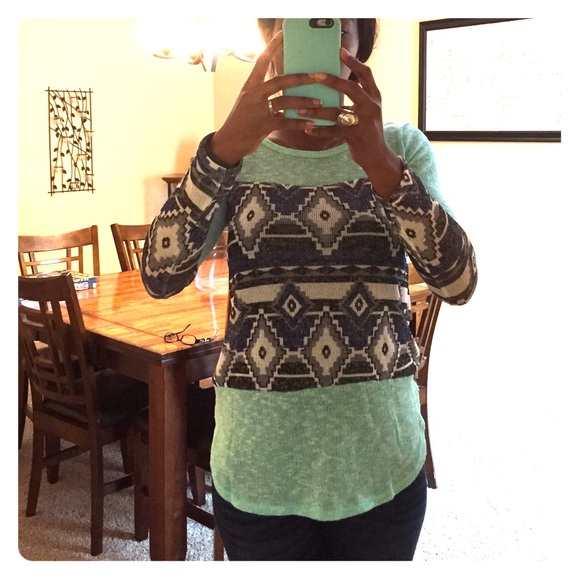Mint top with gorgeous print