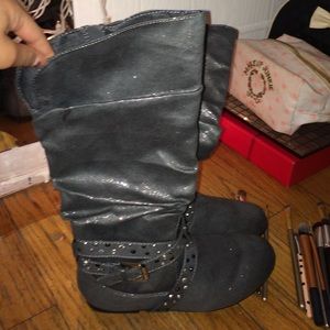 Gray embellished boots