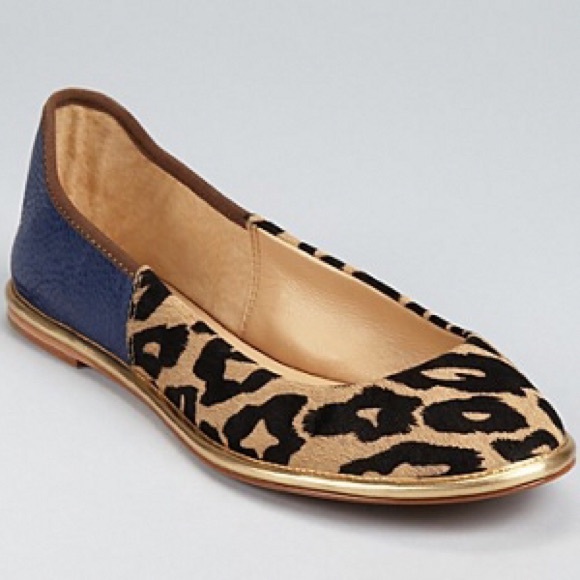 DVF Navy and Leopard Botswana Ballet Flats