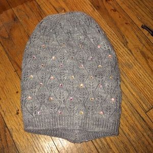 Gray embellished beanie