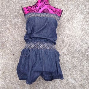 Denim sleeves romper