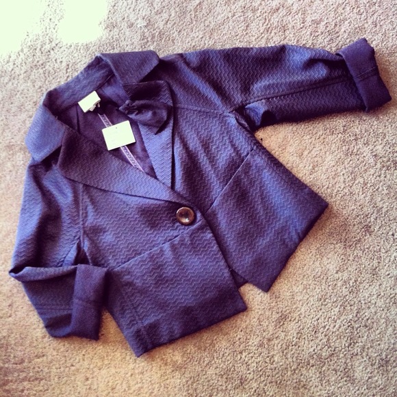 Anthropologie Jacket Gray w/woven Chevron design - Picture 1 of 4