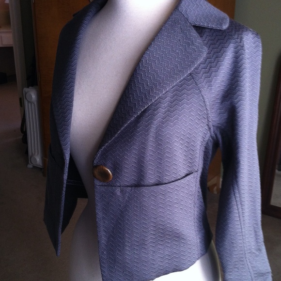 Anthropologie Jacket Gray w/woven Chevron design - Picture 4 of 4
