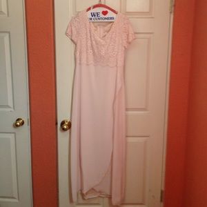 Pink lace evening dress