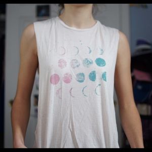 Flowy open back muscle tank with moons