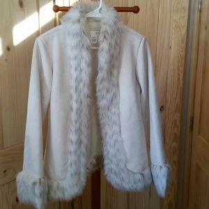 Faux fur and suede coat