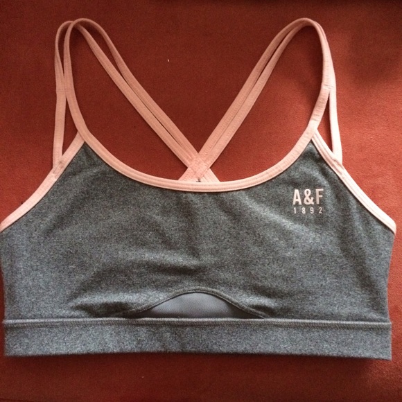 Abercrombie and Fitch Gray and Pink Sports Bra