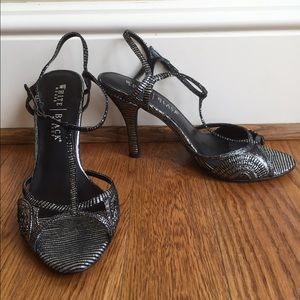 White House Black Market silver/black heels-New