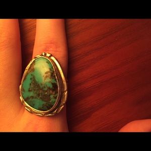 Fossil Turquoise and Silver Ring