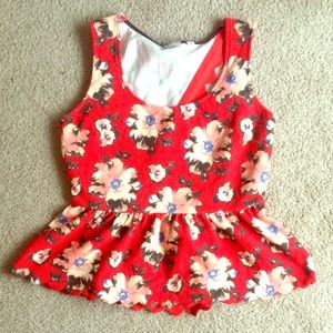 Anthropologie Floral Peplum Top