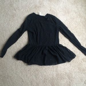 Long Sleeve Lace Peplum Top